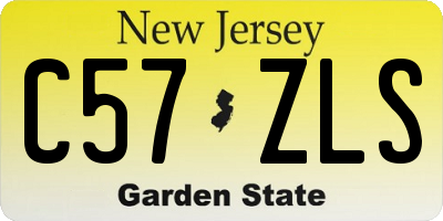 NJ license plate C57ZLS
