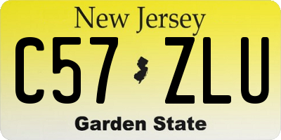 NJ license plate C57ZLU