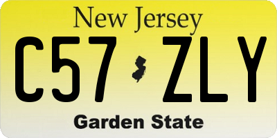NJ license plate C57ZLY