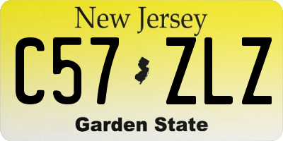NJ license plate C57ZLZ