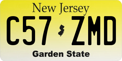 NJ license plate C57ZMD