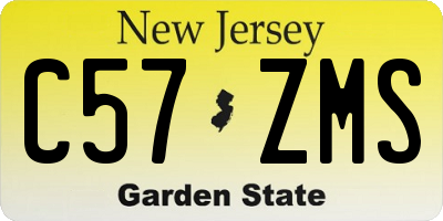 NJ license plate C57ZMS