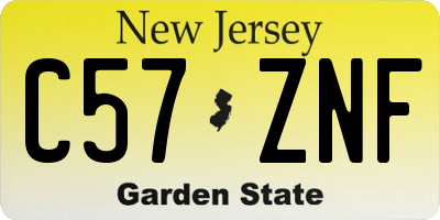 NJ license plate C57ZNF