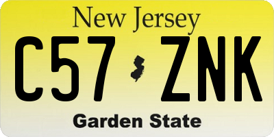 NJ license plate C57ZNK