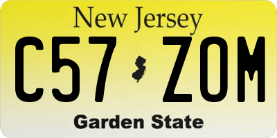 NJ license plate C57ZOM