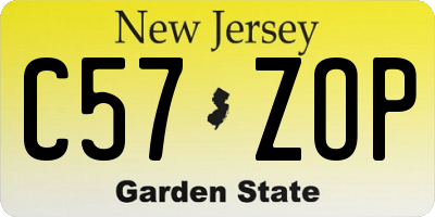 NJ license plate C57ZOP