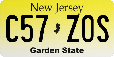 NJ license plate C57ZOS