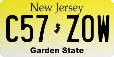 NJ license plate C57ZOW