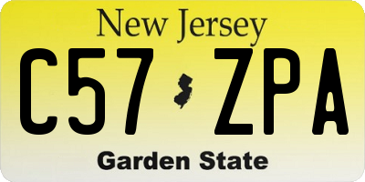 NJ license plate C57ZPA