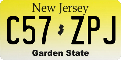 NJ license plate C57ZPJ