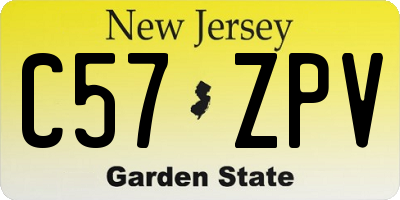 NJ license plate C57ZPV