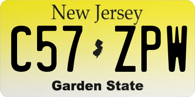 NJ license plate C57ZPW