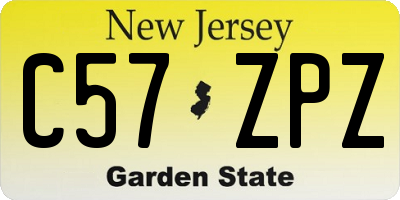 NJ license plate C57ZPZ