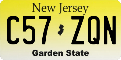 NJ license plate C57ZQN