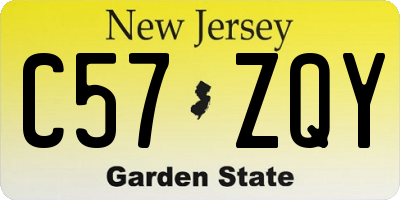 NJ license plate C57ZQY