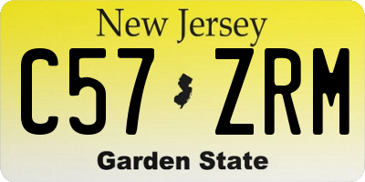 NJ license plate C57ZRM