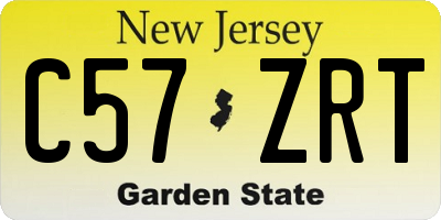NJ license plate C57ZRT
