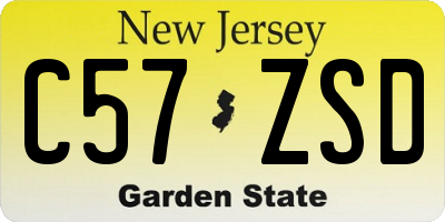 NJ license plate C57ZSD