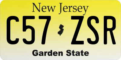 NJ license plate C57ZSR