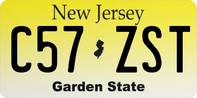 NJ license plate C57ZST
