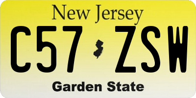 NJ license plate C57ZSW