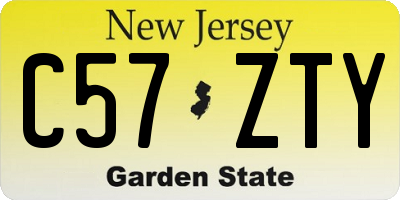 NJ license plate C57ZTY