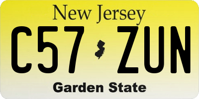 NJ license plate C57ZUN