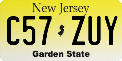 NJ license plate C57ZUY