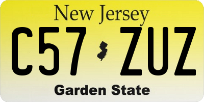 NJ license plate C57ZUZ