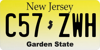 NJ license plate C57ZWH