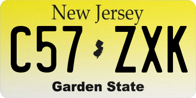 NJ license plate C57ZXK