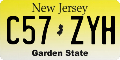 NJ license plate C57ZYH