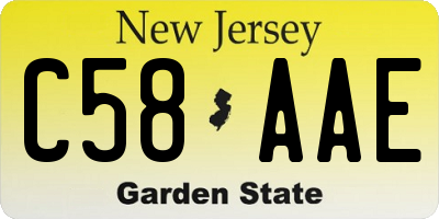 NJ license plate C58AAE