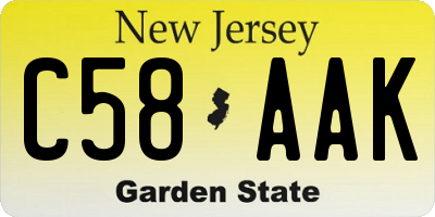 NJ license plate C58AAK