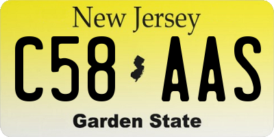 NJ license plate C58AAS