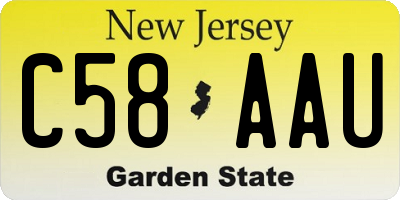 NJ license plate C58AAU