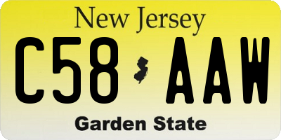 NJ license plate C58AAW