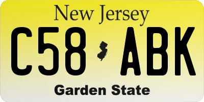 NJ license plate C58ABK
