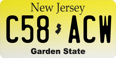NJ license plate C58ACW