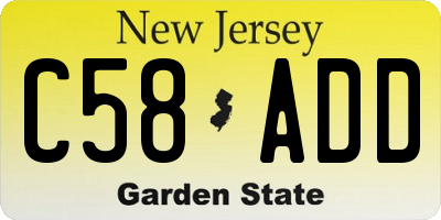NJ license plate C58ADD