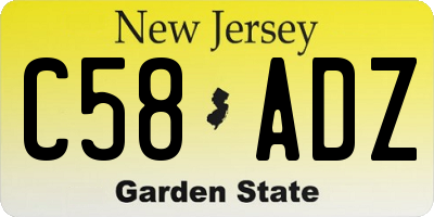 NJ license plate C58ADZ