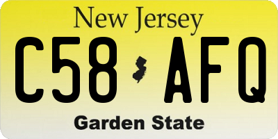 NJ license plate C58AFQ