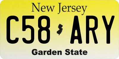 NJ license plate C58ARY