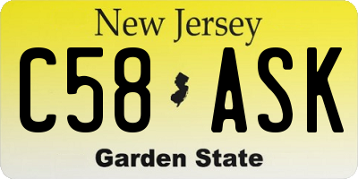 NJ license plate C58ASK