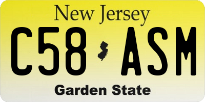 NJ license plate C58ASM