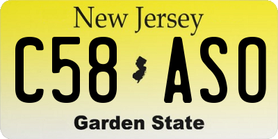 NJ license plate C58ASO