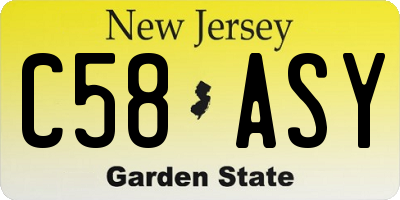 NJ license plate C58ASY