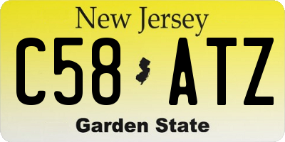 NJ license plate C58ATZ
