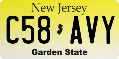 NJ license plate C58AVY