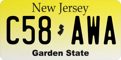 NJ license plate C58AWA